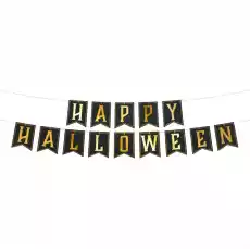 Baner flagi Happy Halloween czarno złoty halloween Gadżety Imprezowe Pozostałe