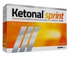 Ketonal Sprint 25mg x 12 saszetek Zdrowie i uroda Zdrowie Leki Środki przeciwbólowe