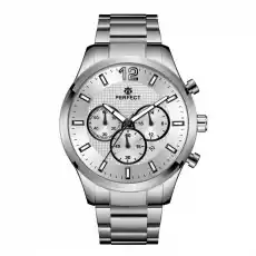 Klasyczny srebrny zegarek męski bransoleta duży solidny Perfect CH01M szary srebrny Biżuteria i zegarki Zegarki Zegarki męskie