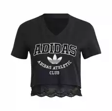 Koszulka damska adidas CROPPED LACE TRIM czarna IL2417 Odzież obuwie dodatki Koszulki