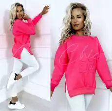 BLUZA BASIC 3D KH5782 RÓŻ NEON Odzież obuwie dodatki Odzież damska Bluzy damskie