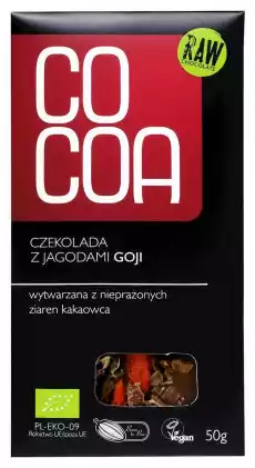 CZEKOLADA SUROWA Z JAGODAMI GOJI BIO 50 g COCOA Artykuły Spożywcze Kakao i czekolada