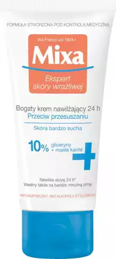 Mixa Nawilżenie bogaty krem nawilżający 24h przeciw przesuszaniu 10 50ml Zdrowie i uroda Kosmetyki i akcesoria Pielęgnacja twarzy Kremy do twarzy