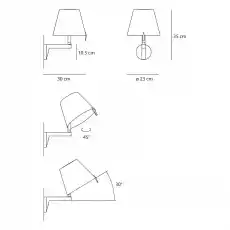 Artemide Lampa ścienna kinkiet Melampo szary bez włącznika szer 30 cm Dom i ogród Wyposażenie wnętrz Oświetlenie Lampy ścienne