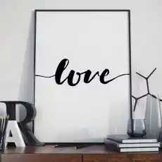 Love plakat w stylu skandynawskim wymiary 20cm x 30cm kolor ramki czarny Dom i ogród