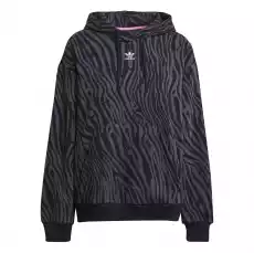 Bluza z kapturem damska adidas AOP ANIMAL ZEBRA czarna IJ5604 Odzież obuwie dodatki Bluzy i swetry