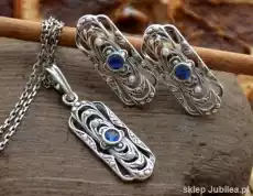 Srebrny komplet z szafirem i perłami VIVIAN Biżuteria i zegarki Wyroby jubilerskie Łańcuszki