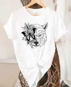 damskie tshirt boho koszulka z wilkiem Odzież obuwie dodatki Odzież damska Tshirty i koszulki damskie