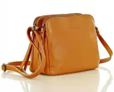 Torebka skórzana crossbody listonoszka dwie komory MARCO MAZZINI brąz camel Odzież obuwie dodatki Galanteria i dodatki Torebki damskie