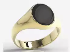 Sygnet z żółtego złota z onyksem w kształcie owalnej płytki SJ19Z Biżuteria i zegarki Biżuteria dla Panów Sygnety