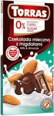 Czekolada mleczna z migdałami 75g Torras Artykuły Spożywcze Kakao i czekolada