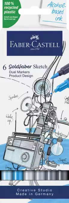 ZESTAW 6 DWUSTRONNYCH PISAKÓW DESIGN GOLDFABER SKETCH FABERCASTELL Dla dziecka Artykuły szkolne Kredki farby flamastry markery