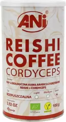 KAWA ROZPUSZCZALNA ARABICA Z GRZYBAMI REISHI CORDYCEPS BIO 100 g ANI Artykuły Spożywcze Produkty dietetyczne Suplementy