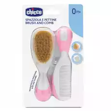 Chicco Brush and Comb zestaw szczotka z naturalnego włosia grzebyk 0m Różowy Dla dziecka Akcesoria dla dzieci