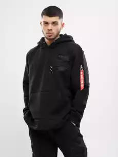 Bluza Z Kapturem Alpha Industries Patch Hoody LF Czarna Odzież obuwie dodatki Odzież męska Bluzy męskie