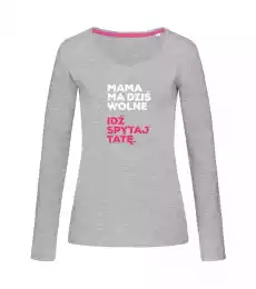 Mama ma dziś wolne Koszulka w serek z długim rękawem damska Odzież obuwie dodatki Odzież damska Tshirty i koszulki damskie