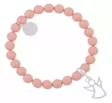 Łososiowa bransoletka srebrny aniołek Pink SWAROVSKI ELEMENTS Biżuteria i zegarki Wyroby jubilerskie Bransoletki