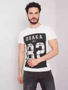 Tshirt męski biały dekolt okrągły Odzież obuwie dodatki Odzież męska Tshirty