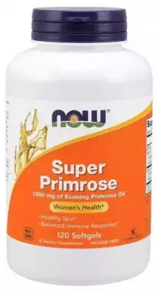 Now Foods Super Primrose Olej z Wiesiołka 1300mg 120 kapsułek Sport i rekreacja Odżywki i suplementy