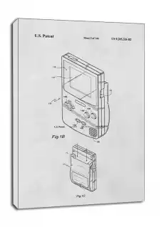 Patent Konsola Przenosna Gameboy Bialy obraz na płótnie Wymiar do wyboru 20x30 cm Dom i ogród Wyposażenie wnętrz Dekoracja Obrazy i plakaty