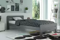 Drewniane łóżko Dallasso z materacem 90x200 cm grafitowe Dom i ogród Meble Sypialnia ŁóżkaStelaże
