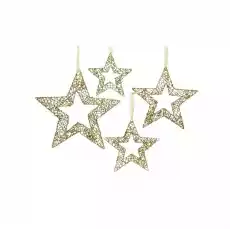 Gwiazda zawieszka metalowa z koralikami złota 20cm Gadżety Banery