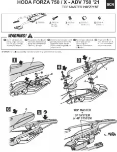 SHAD STELAŻ KUFRA BOCZNEGO 3P HONDA XADV 750 Motoryzacja Części motocyklowe