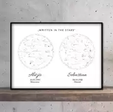 Mapa Nieba i Gwiazd podwójna white Tuba transportowa 50x70 cm Dom i ogród Wyposażenie wnętrz Dekoracja Obrazy i plakaty