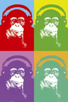 Steez Four Monkees Małpy w Słuchawkach plakat Dom i ogród Wyposażenie wnętrz Dekoracja Obrazy i plakaty