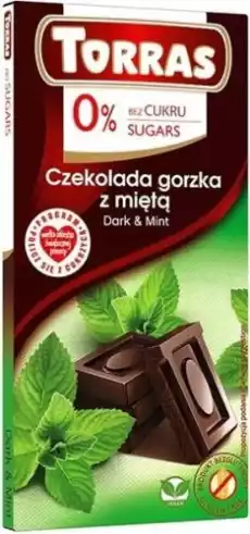 Czekolada gorzka z miętą Dark Mint 0 cukru bezglutenowa 75 g Torras Artykuły Spożywcze Kakao i czekolada