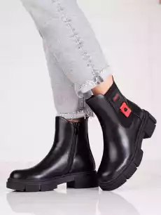 Czarne sztyblety damskie na platformie Shelovet Odzież obuwie dodatki Obuwie damskie