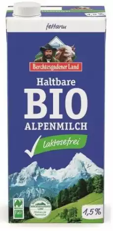 MLEKO UHT O OBNIŻONEJ ZAWARTOŚCI LAKTOZY min 15 TŁUSZCZU BIO 1 L BERCHTESGADENER LAND Artykuły Spożywcze Nabiał