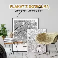 Plakat w ramie mapa dowolnej miejscowości wymiary 20cm x 30cm kolor ramki biały Dom i ogród