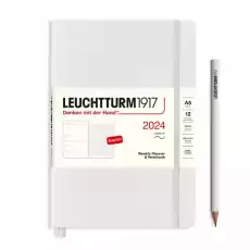 PLANER TYGODNIOWY Z NOTATNIKIEM LEUCHTTURM1917 W MIĘKKIEJ OPRAWIE MEDIUM A5 2024 LIGHT GREY Biuro i firma Akcesoria biurowe Artykuły papiernicze