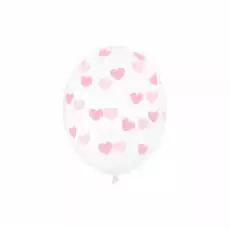 Balony gumowe przeźroczyste w różowe serca 30cm Gadżety Balony