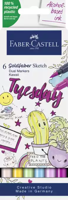 ZESTAW 6 DWUSTRONNYCH PISAKÓW KAWAII GOLDFABER SKETCH FABERCASTELL Dla dziecka Artykuły szkolne Kredki farby flamastry markery