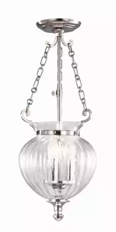 Lampa Sufitowa Wisząca Lantern S Nikiel Szkło 22x22x42cm Dom i ogród Wyposażenie wnętrz Oświetlenie Lampy sufitowe