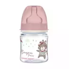 Canpol Babies EasyStart butelka szeroka antykolkowa Bonjour Paris Różowa 120ml Dla dziecka Akcesoria dla dzieci Pozostałe akcesoria dla dzieci