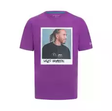 Tshirt męski Lewis Hamilton Portrait Purple Mercedes AMG F1 2023 Odzież obuwie dodatki Odzież męska Koszulki męskie