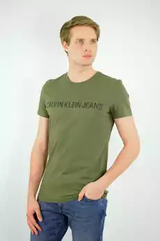 TSHIRT MĘSKI CALVIN KLEIN JEANS KHAKI Odzież obuwie dodatki Odzież męska