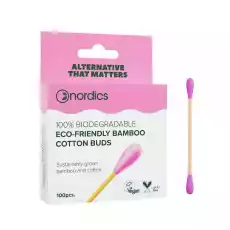 Bamboo Cotton Buds patyczki bambusowe Pink 100szt Zdrowie i uroda Kosmetyki i akcesoria Pielęgnacja ciała Higiena intymna Środki higieniczne