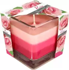Bispol świeca zapachowa trójkolorowa w szkle róża 1 sztuka Dom i ogród Wyposażenie wnętrz Świece i aromaterapia