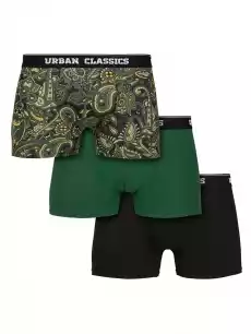 Zestaw 3 Par Bokserek Męskich Paisley Ciemne Zielone Czarne Urban Classics TB3539 Odzież obuwie dodatki Bielizna męska