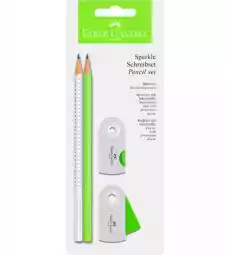 ZESTAW SPARKLE SLEEVE FABERCASTELL 2 OŁÓWKI TEMPERÓWKA I GUMKA KOLORY BIAŁY I JASNOZIELONY Biuro i firma Akcesoria biurowe Artykuły piśmiennicze