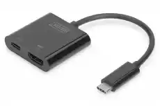 Digitus Adapter graficzny HDMI 4K 60Hz UHD na USB 31 Typ C Power Delivery z audio czarny aluminiowy Komputery Akcesoria komputerowe Inne akcesoria komputerowe