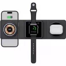 Ładowarka indukcyjna TechProtect Qi15W A31 3w1 Magnetic Magsafe Wireless Charger czarna Telefony i akcesoria Akcesoria telefoniczne Ładowarki i kable