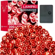 Lampki świąteczne 300 led czerwone 225 m oświetlenie choinkowe Dom i ogród