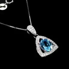 Delikatny naszyjnik cyrkonie 925 Swiss Blue topaz Biżuteria i zegarki Wyroby jubilerskie Naszyjniki