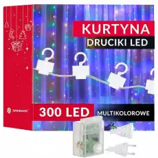 Kurtyna świetlna 300 led lampki choinkowe wewnętrznozewnętrzne sople multikolor flash Dom i ogród Wyposażenie wnętrz Dekoracja Ozdoby świąteczne