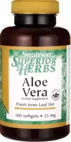 Aloes Aloe Vera 25mg 100 kapsułek SWANSON Artykuły Spożywcze Produkty wegańskieroślinne